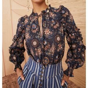Ulla Johnson Manet Blouse Twilight Blue Sz 6
